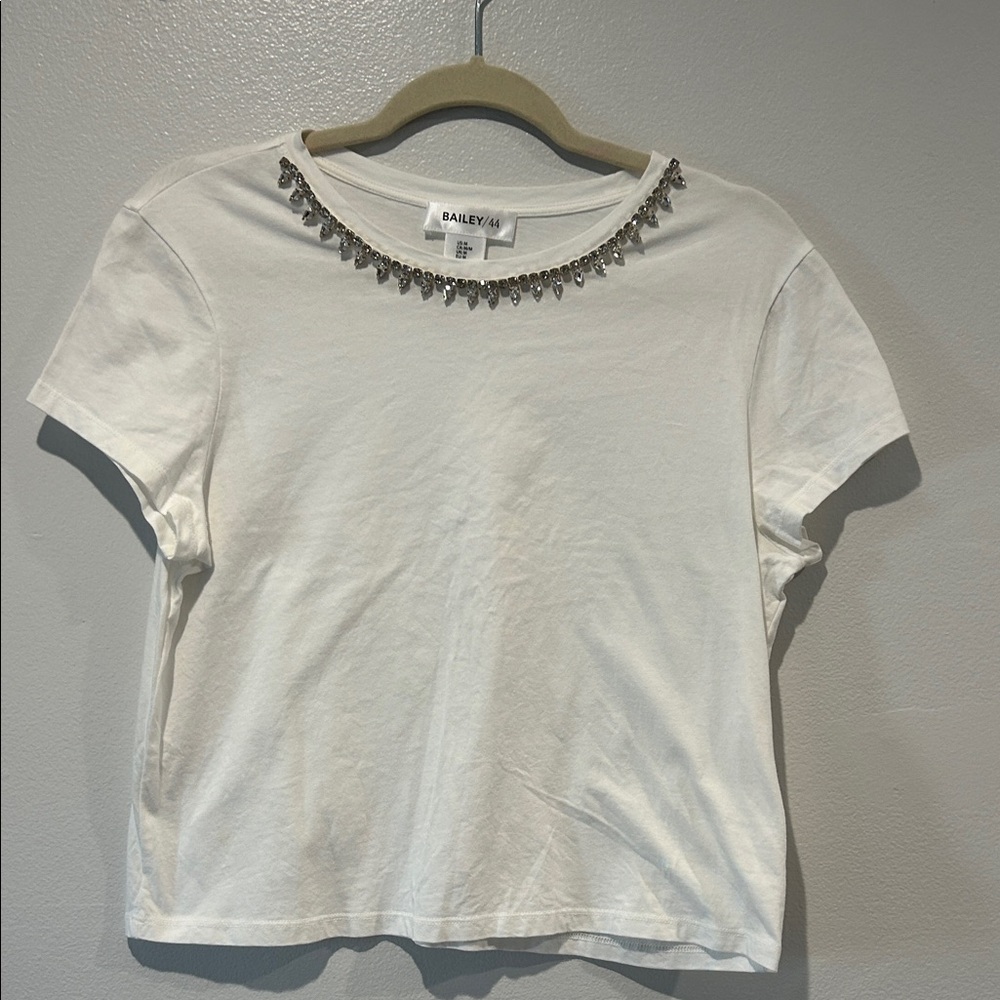 Bailey 44 White Embellished Short Sleeve Top